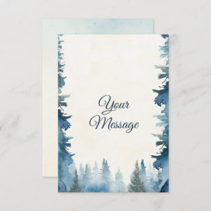 Blue pine trees your message holiday card