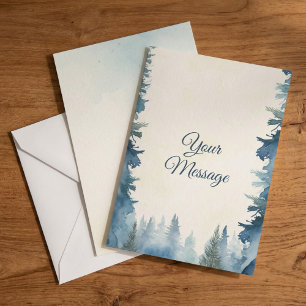 Blue pine trees your message holiday  card