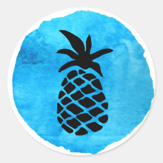 Blue Pineapple Classic Round Sticker