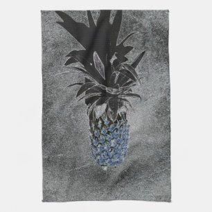 Blue Pineapple Concrete Texture Tea Towel