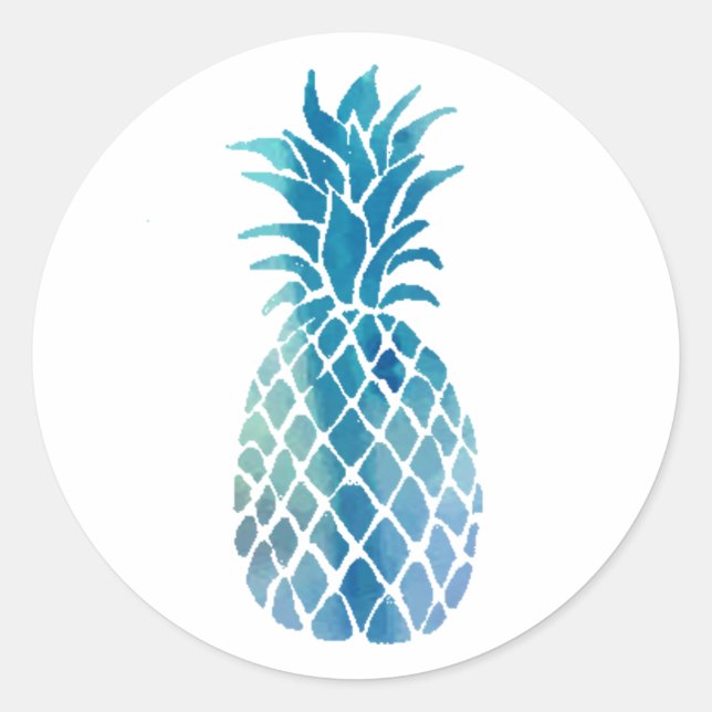 blue pineapple design classic round sticker (Front)