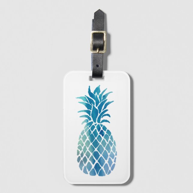 blue pineapple luggage tag (Front Vertical)