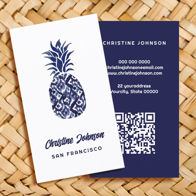 blue pineapple QR code Business Card (Creator Uploaded)