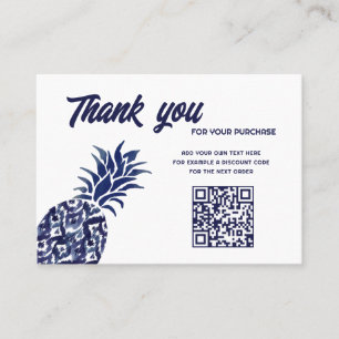  blue pineapple  thank you business card