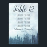 Blue Pines Wedding Seating Chart Table Number Card<br><div class="desc">These beautiful wedding table number cards include a seating chart or a list of ten names making it even easier for your guests to find their tables. The rustic yet elegant design features a backdrop of blue mountain pine trees shrouded in mist or fog. These cards are larger than standard...</div>