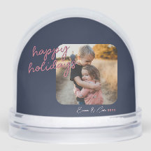 Blue Pink 1-Photo Happy Holidays Script