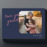 Blue Pink 1-Photo Love You Custom Script Photo Plaque<br><div class="desc">A heartfelt, minimalistic 1-photo holiday gift photo plaque with vintage vibes in pink and blue your custom message in a fun, casual script font. Personalise with your photo, name, year and message of your choice. The colour palette is a fresh mix of pink and deep blue, adding a modern twist...</div>