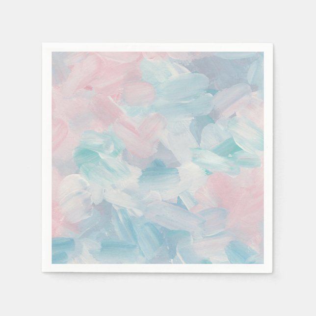 Blue pink abstract brush stroke art. Pastel soft Napkin (Front)