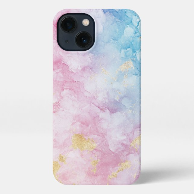 blue pink alcohol art girly gold iPhone case (Back)