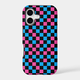 Blue Pink And Black Chequered Pattern