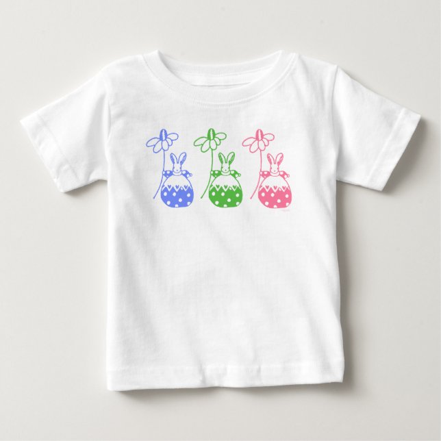 Blue,Pink and Green Daisy Bunny tee (Front)