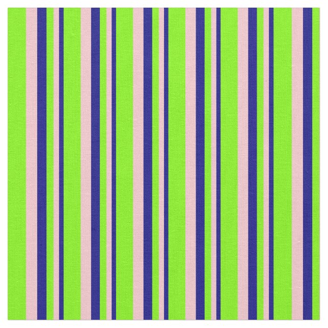 Blue, Pink, and Green Stripes Fabric (Close Up)