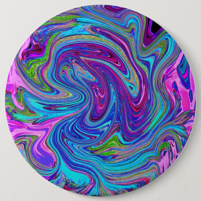 Blue, Pink and Purple Groovy Abstract Retro Art 6 Cm Round Badge (Front)