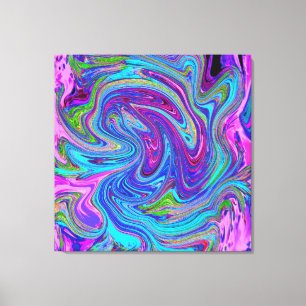 Blue, Pink and Purple Groovy Abstract Retro Art Canvas Print