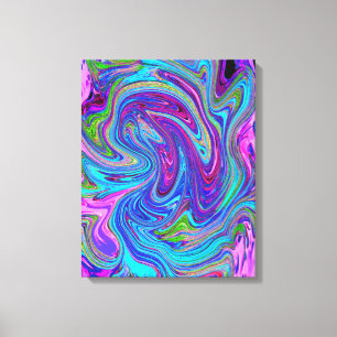 Blue, Pink and Purple Groovy Abstract Retro Art Canvas Print