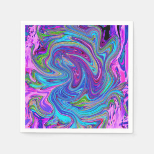 Blue, Pink and Purple Groovy Abstract Retro Art Napkin