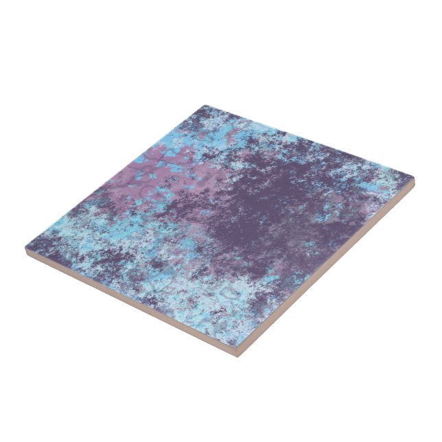 Blue, Pink and Purple Marble Abstract Tile (Side)