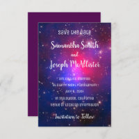 Blue Pink and Purple Space Image Save the Date