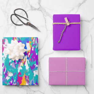 Blue, Pink and Purple Wrapping Paper Sheets