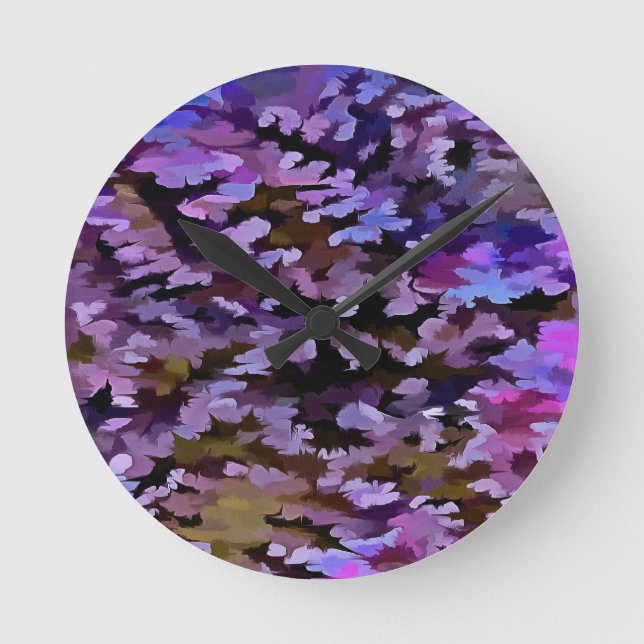 Blue, Pink and Sienna Camouflage Pattern Round Clock (Front)