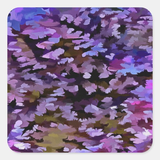 Blue, Pink and Sienna Camouflage Pattern Square Sticker (Front)