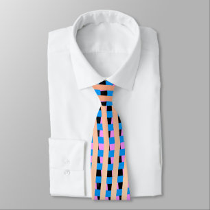 Blue Pink and Tan Zigzag Tie