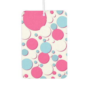 Blue pink and white polka dots car air freshener