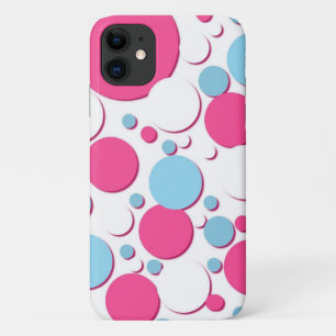 Blue pink and white polka dots Case-Mate iPhone case