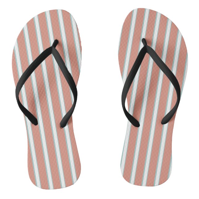Blue, pink and white stripes pattern jandals (Footbed)
