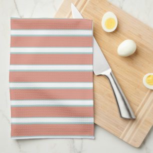 Blue, pink and white stripes pattern tea towel