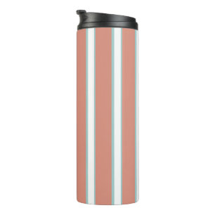 Blue, pink and white stripes pattern thermal tumbler