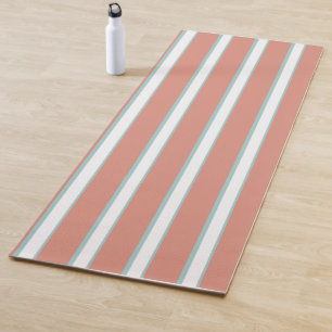 Blue, pink and white stripes pattern yoga mat