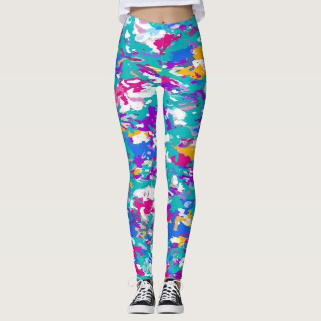 Blue, Pink and Yellow Leggings (Front)