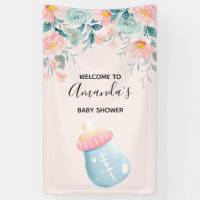 Blue & Pink Baby Bottle Cute Baby Shower