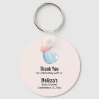 Blue & Pink Baby Bottle Cute Baby Shower Thanks
