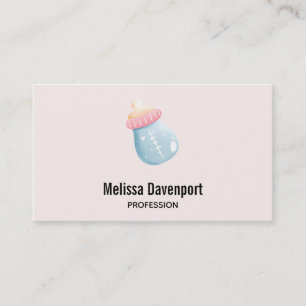 Blue & Pink Baby Bottle Cute Business Card