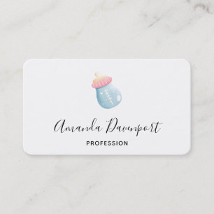 Blue & Pink Baby Bottle Cute Business Card