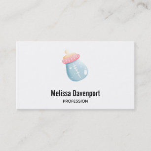 Blue & Pink Baby Bottle Cute Business Card