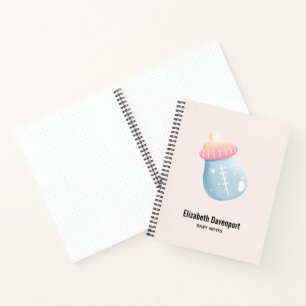 Blue & Pink Baby Bottle Cute Notebook