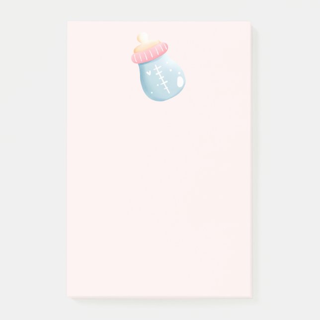 Blue & Pink Baby Bottle Cute Post-it Notes (Front)