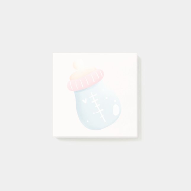 Blue & Pink Baby Bottle Cute Post-it Notes (Front)