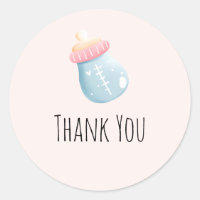 Blue & Pink Baby Bottle Cute Thank You