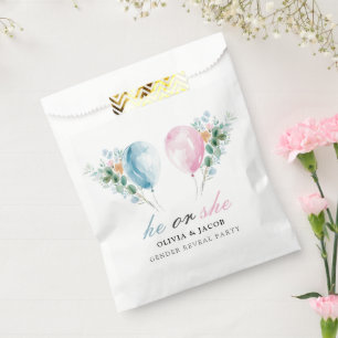 Blue Pink Balloons Gender Reveal Party Favour Bags