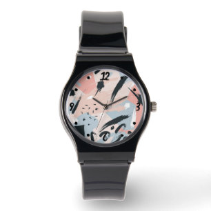 Blue Pink Black Pastel Abstraction Watch
