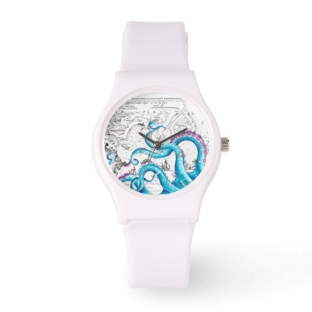 Blue Pink Bleached Tentacles Ink Watch (Front)