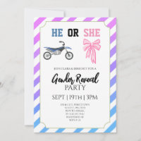 Blue Pink Bow Dirt Bike Gender Reveal Party