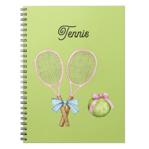 Blue Pink Bow Tennis Ball Rackets Sports Notebook