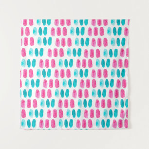 Blue pink brushstrokes. Abstract painting pattern Tapestry