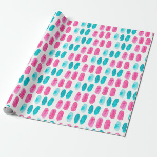 Blue pink brushstrokes. Abstract painting pattern Wrapping Paper