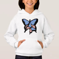 Blue & Pink Butterflies Girls Hoodie